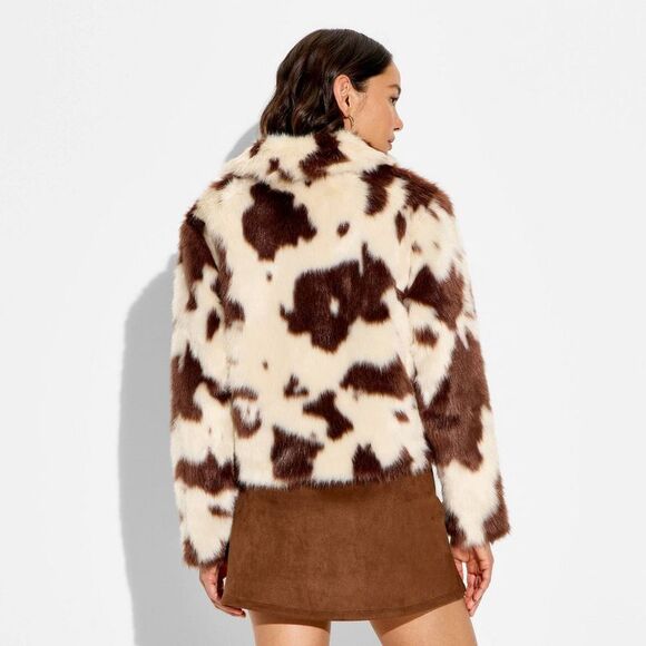 Open Box - Wild Fable - Women's Faux Fur Jacket - Wild Fable Li Brown Cow - Picture 3 of 3